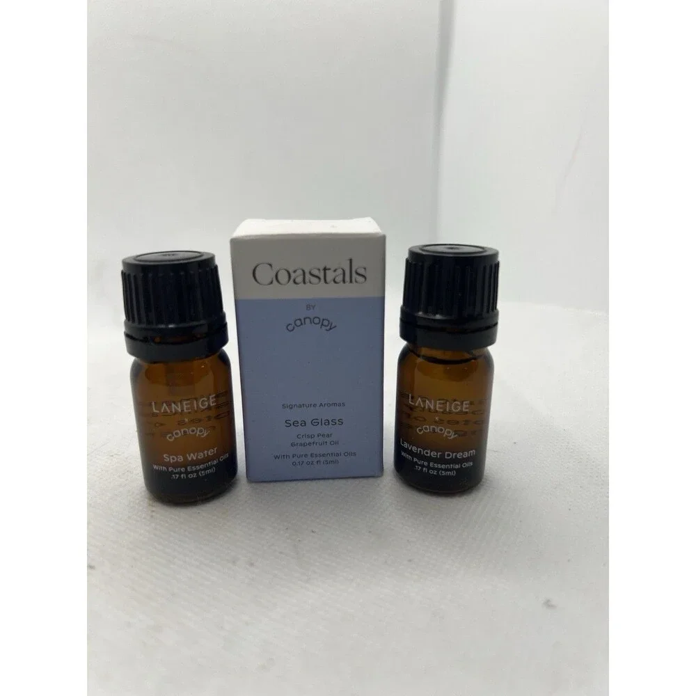 3 bottles Laneige coastal Canopy Essential Oils .17 oz sea glass spa lavender